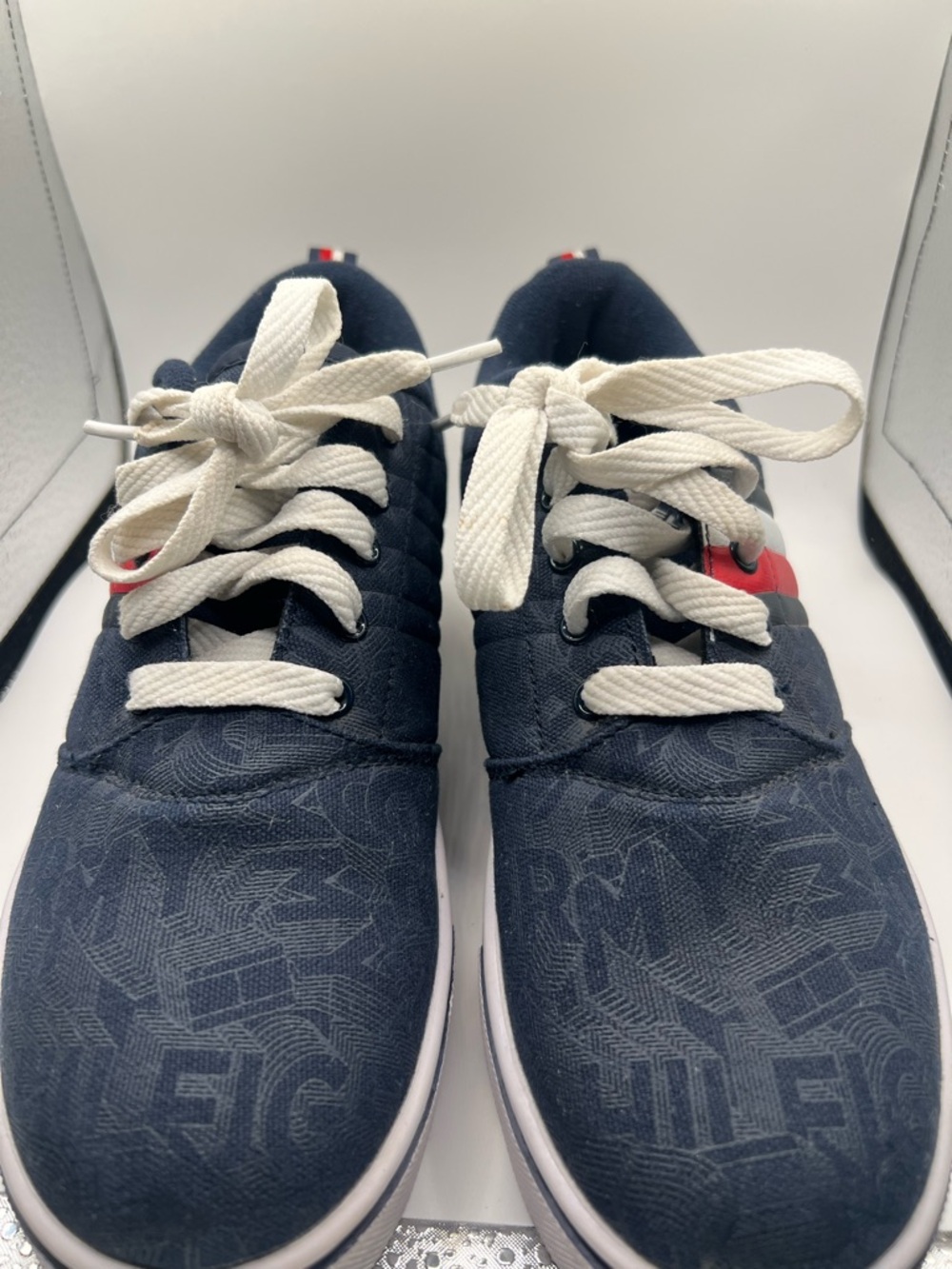 Tommy Hilfiger Navy Athletic Sneakers with White Laces and Red Stripe